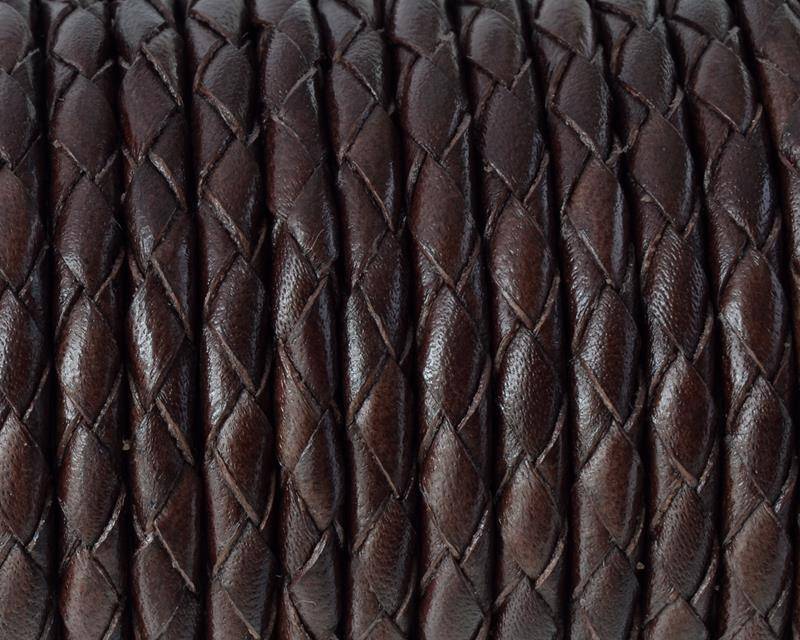 Bolo Braided Round Leather Cord. 4mm. Dark brown 2. Best Quality