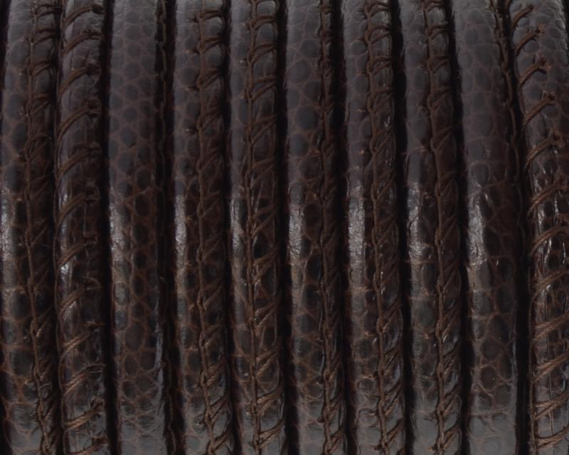 Round Stitched Leather cord. Duala. 5mm. Dark brown. Best Quality