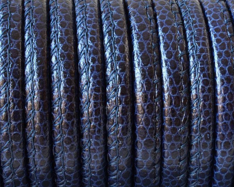 Round DL leather. Stitched. 5mm. Navy Blue. Best Quality