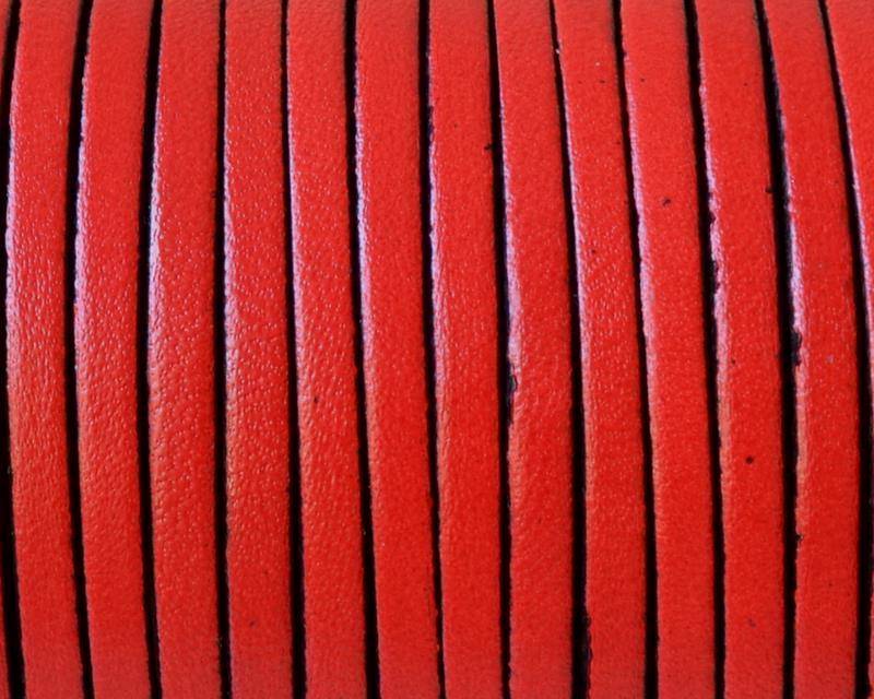 Flat Leather. 3x1.5mm. Red. Best Quality