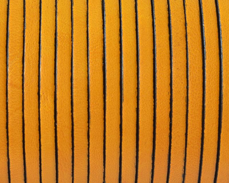 Flat Leather cord. 3x1,5mm. Yellow. Best Quality.