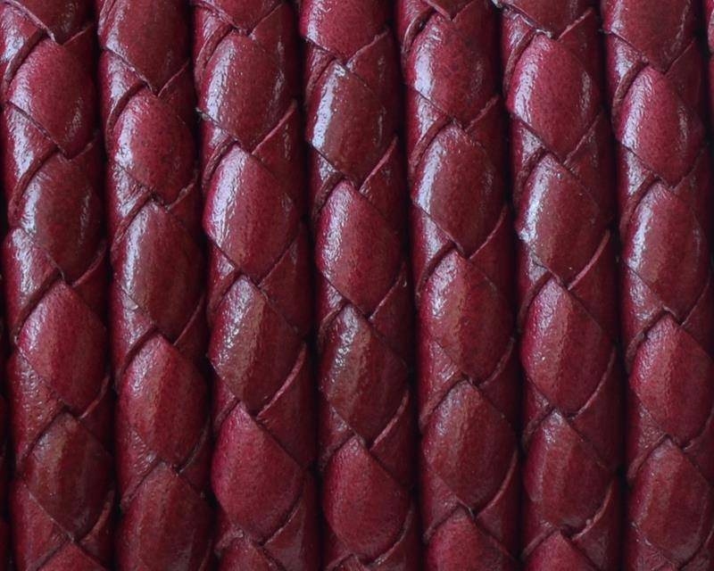 Bolo Braided Round Leather Cord. 5mm. Burdeous. Best Quality.