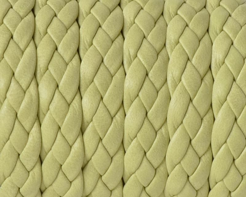 Braided plain leather cord 9x2mm. Denver. Green. Best Quality.