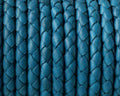 Braided round leather cord 5mm. Turquoise. Best Quality.