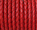 Braided round leather cord 5mm. Red. Best Quality.