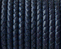 Snake leather cord braided round 5mm. Navy Blue. Best Quality.