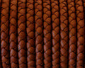 Snake leather cord braided round 5mm. Medium Brown. Best Quality.