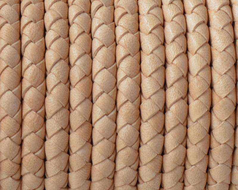 Snake leather cord braided round 5mm. Natural. Best Quality.