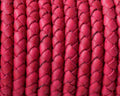 Snake leather cord braided round 5mm. Fuchsia. Best Quality.