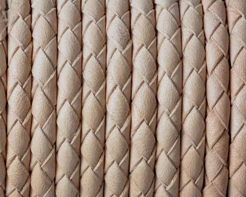 Bolo Braided Round leather cord. 4mm. Natural. Best Quality.