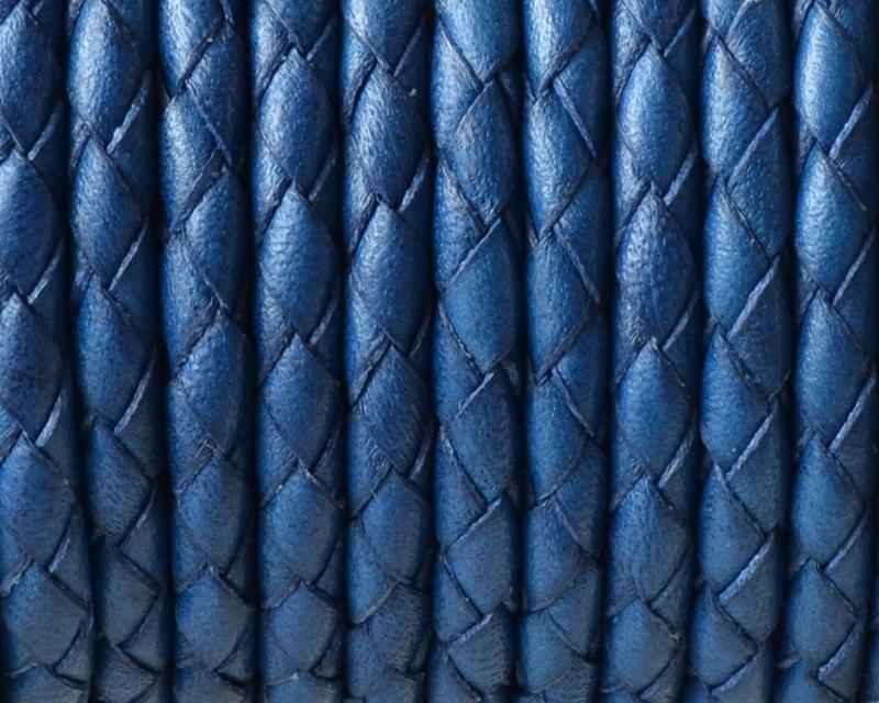 Bolo Braided Round leather cord. 4mm. Electric blue. Best Quality.