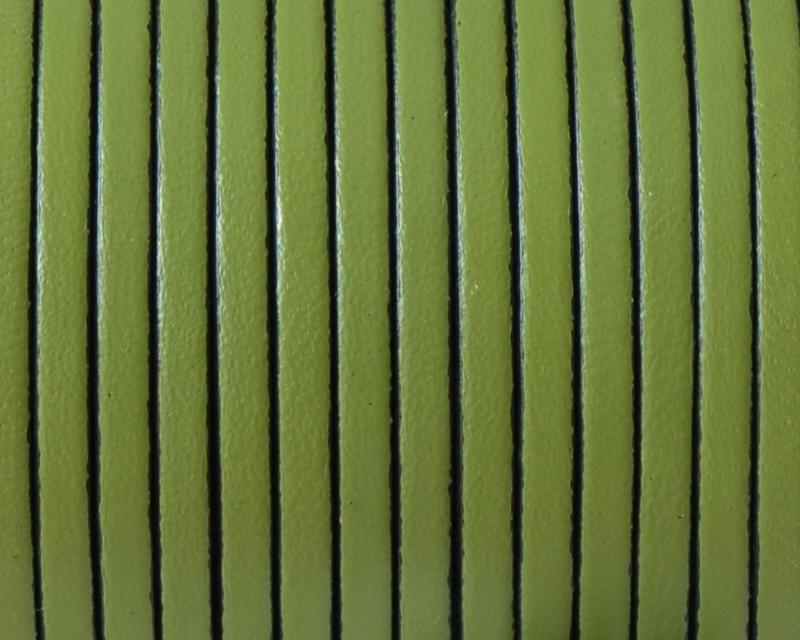 Flat leather cord 3x1,5mm. Green. Best Quality.