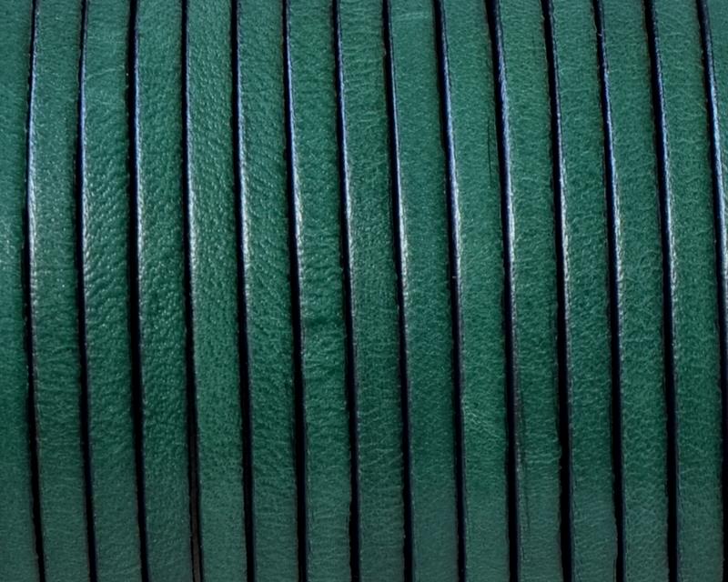 Flat leather cord 3x1,5mm. Dark green. Best Quality.