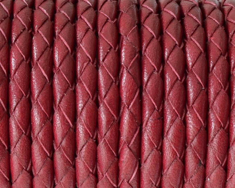 Bolo Braided Round leather cord. 4mm. Burdeous. Best Quality.