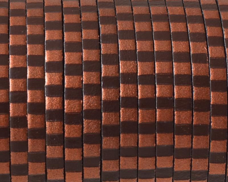 Flat Leather cord 3x1.5mm. Metalic brown copper. Best Quality