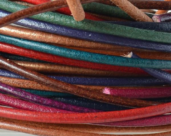 Round Leather cord 2mm. MIX. 30cm strand