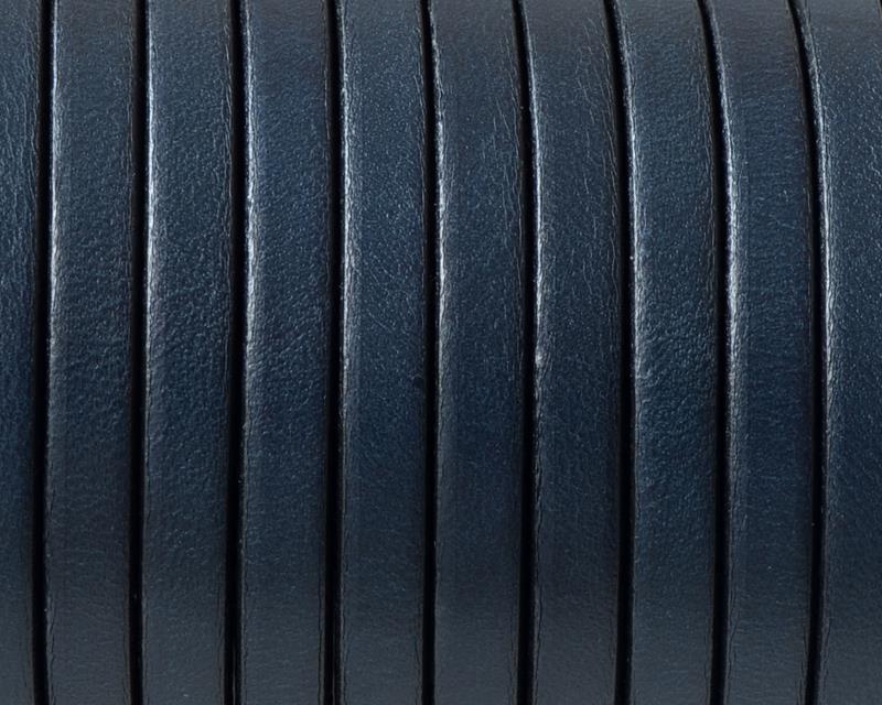 Flat leather cord 5x1.5mm. Navy Blue-Black edges. Best Quality.