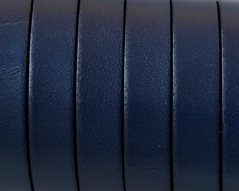 Flat leather cord 10x1.5mm. Navy Blue-Black edges. Best Quality.