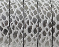 Flat leather cord 10x1.5mm. White-Metalic Silver. Best Quality.