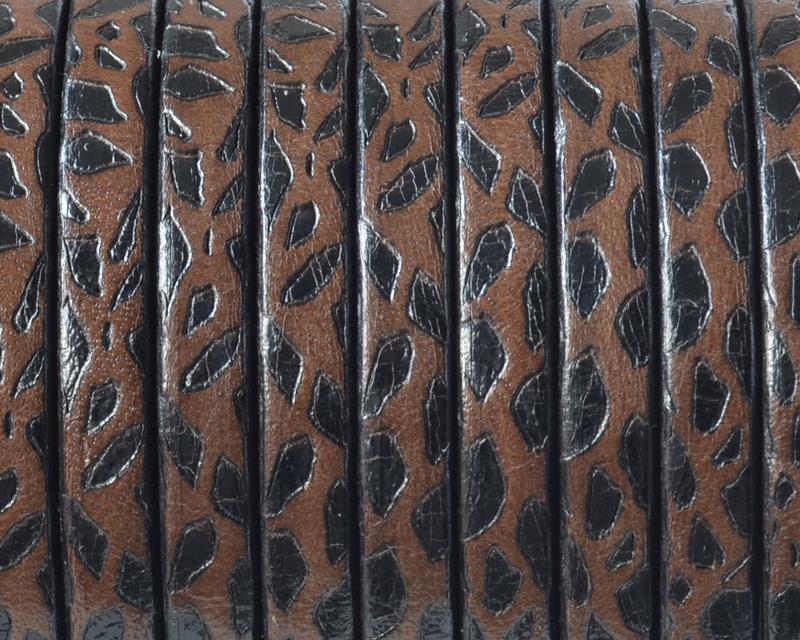Flat leather cord 5x1.5mm. Dark Brown-Black. Best Quality.