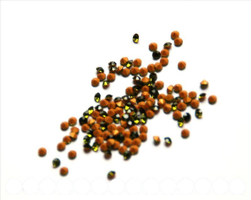 Rhinestone cabochons 2.9-3mm. olive.