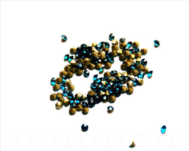Rhinestone cabochons 2.9-3mm. sea blue. 14
