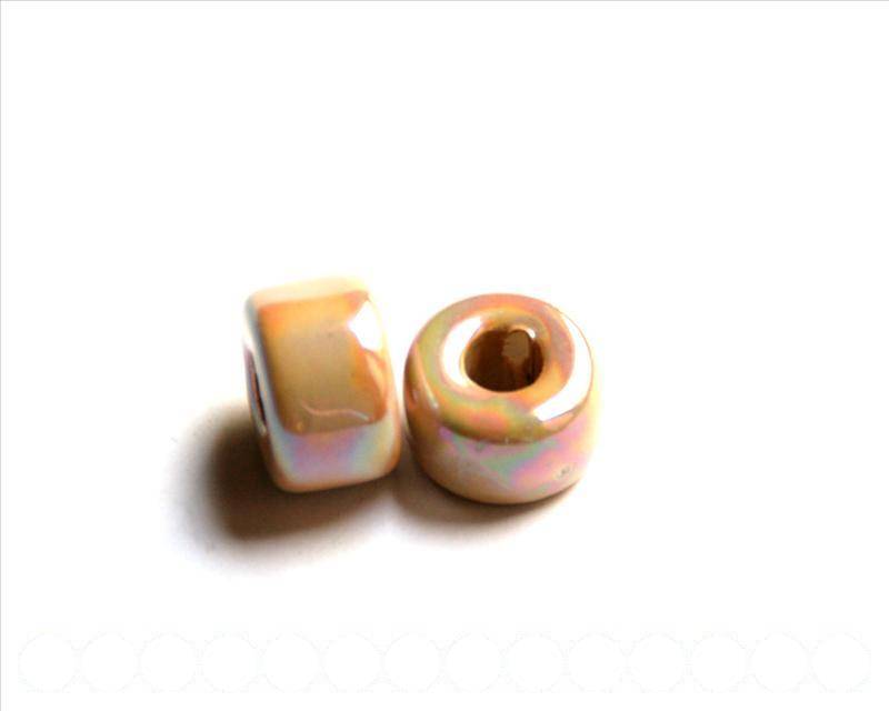 Ceramic.Rondell 12mm. light brown. Inn. Approx. 6.2mm.