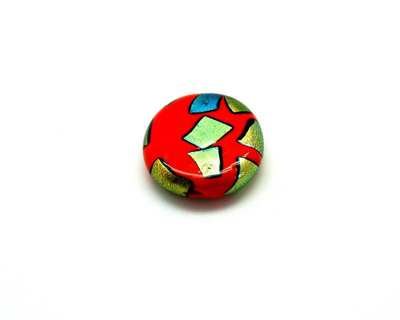 Ceramic. Coin. 25x7mm. Red. Inn.2mm. approx.