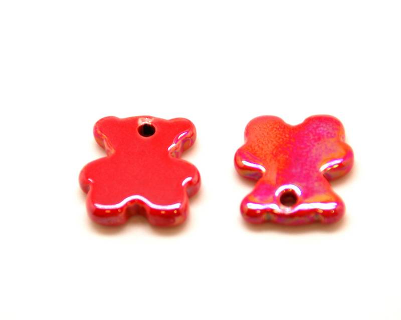Ceramic. Bear. 27x24mm. Red. Ir. Inn.3mm. approx.