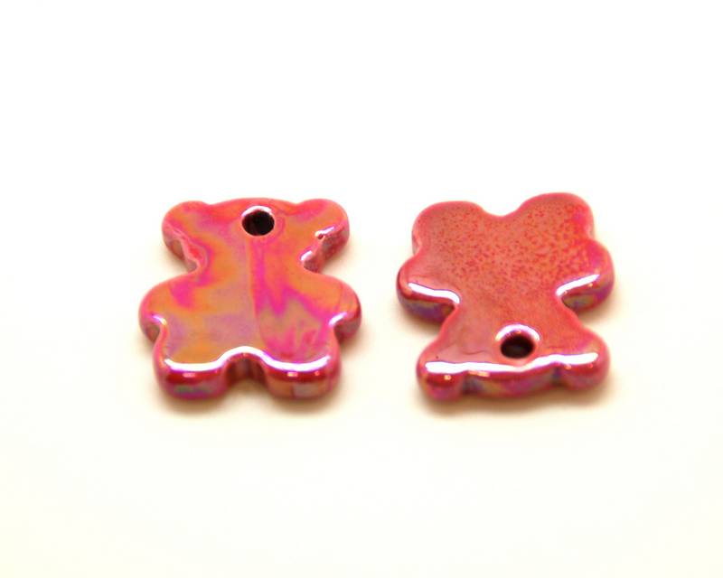 Ceramic. Bear. 27x24mm. Coral. Ir. Inn.3mm. approx.