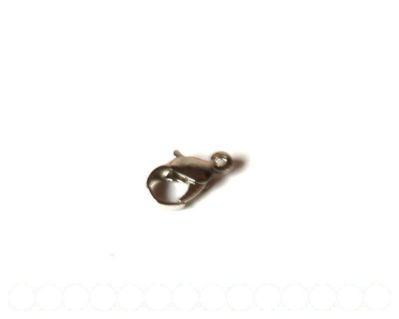 Lobster clasp 12mm. nickel color. 25 PCs