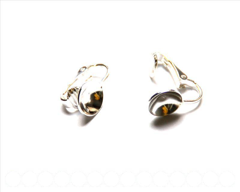 Metal. Earring Component, 17X10mm, Silver color..
