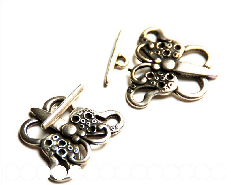 Zamak. Clasp Butterfly 37x31mm. Silver Color.
