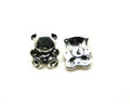 Zamak. Earrings. Bear. 20.5x18.5mm. Silver Color.