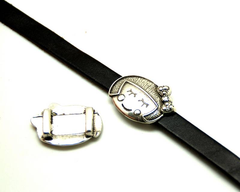 Zamak. Face. Girl. 33x2mm. Silver color. Inn.10x2.5mm.
