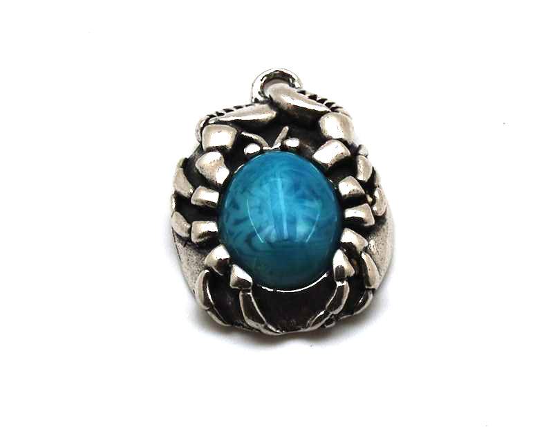 Zamak. Pendant. Crab. 33x43mm. Turquoise. Inn.4mm.