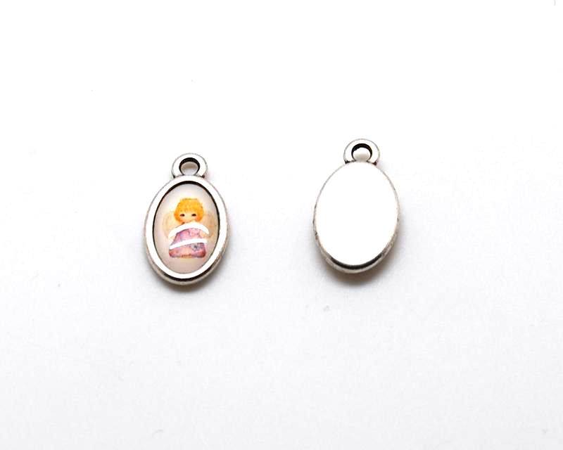 Zamak. Pendant. 14x10mm. Angel. Silver. Inn. 1.8mm.