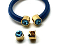 Zamak. Ending for regaliz. Coin. Gold-aquamarine.
