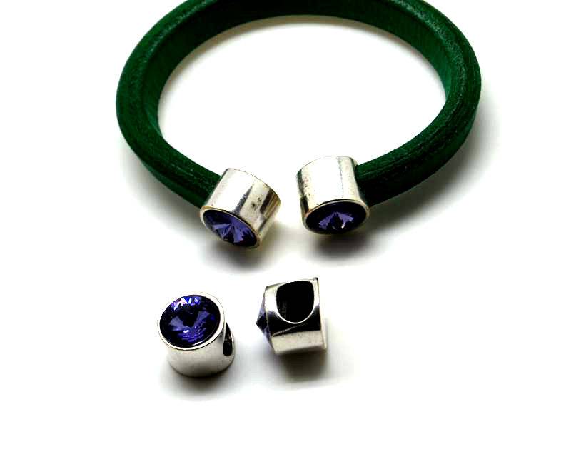 Zamak. Ending for regaliz. Coin. Silver color-violet.
