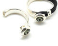 Zamak/Swarovski. Coin 20mm. Silver-Black Diamond. Inn.10x5mm.