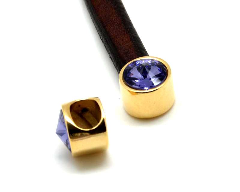Zamak/Swarovski. Ending for Regaliz. Coin. Gold-Tanzanite. Inn.10x6mm.