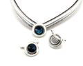 Zamak/Swarovski. Accessorie. Pendant. Coin.20mm.Silver-Montana. 2.2mm.