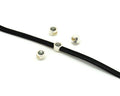 Zamak/Swarovski. Coin. 8mm. Silver-Black Diamond. Inn.5x2mm.
