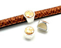 Zamak/Swarovski. Coin. 13mm. Silver-Golden Shadow. Inn.10x5mm.