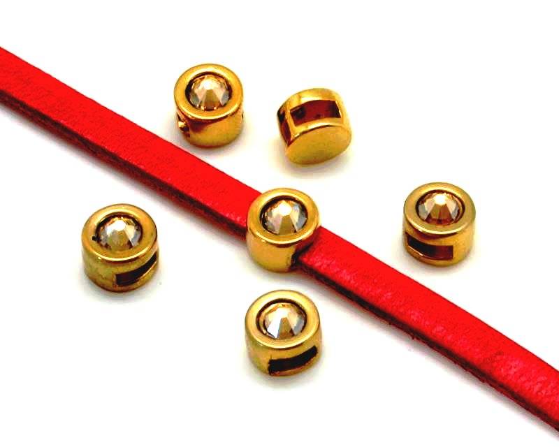 Zamak/Swarovski. Coin. 8mm. Gold-Golden Shadow Inn.5x2mm.