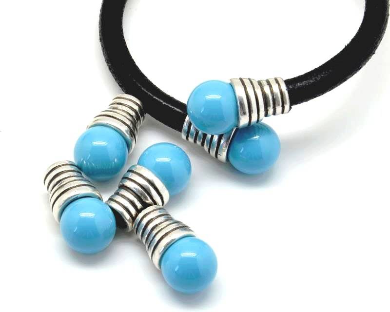 Zamak. Ball ending. 12mm. Silver-turquoise. Inn.6mm.