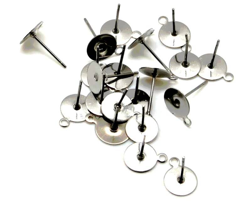 Stainless steel. Earring post. 8x10.5mm. Silver.