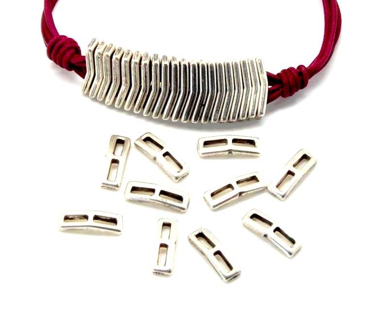 Zamak. Double rectangle. 14x5mm. Silver color. Inn.5x1.5mm.