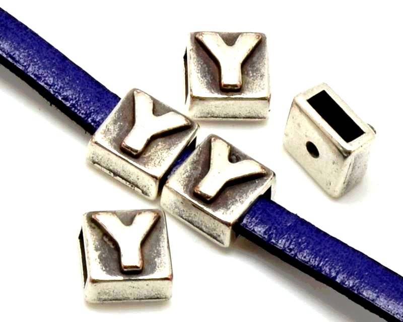 Zamak. Square. 9mm. Letter Y. Silver color. Inn.6x2.5mm.