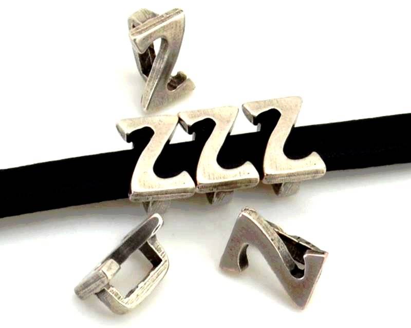 Zamak. Letter Z. 9.5mm. Silver color. Inn.6x2.5mm.